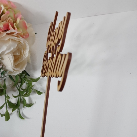 Pink Happy Birthday Cake Topper. Wooden Birthday Cake topper. Cake decoration. - Picture 6 of 8